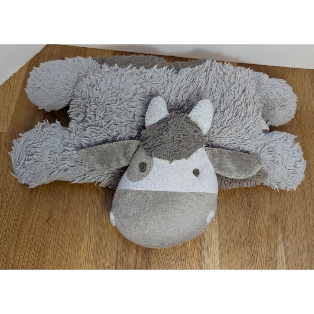 Mon Ami Gray Goat Shaggy Plush Stuffed Animal Folding Pillow USED